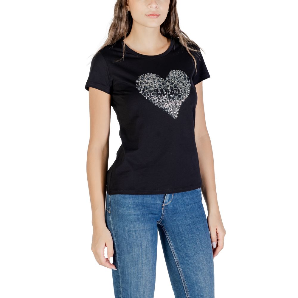 Liu Jo Black Cotton T-Shirt - Luxe Nova