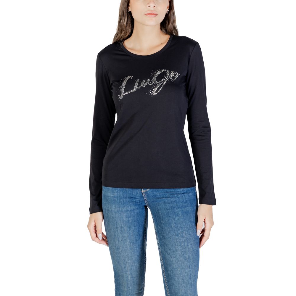 Liu Jo Black Cotton Long Sleeve T-Shirt - Luxe Nova