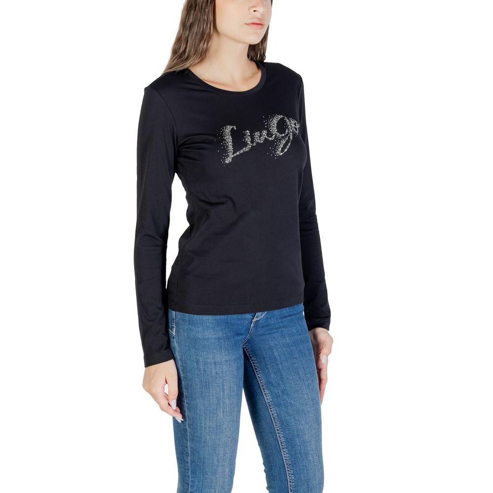 Liu Jo Black Cotton Long Sleeve T-Shirt - Luxe Nova