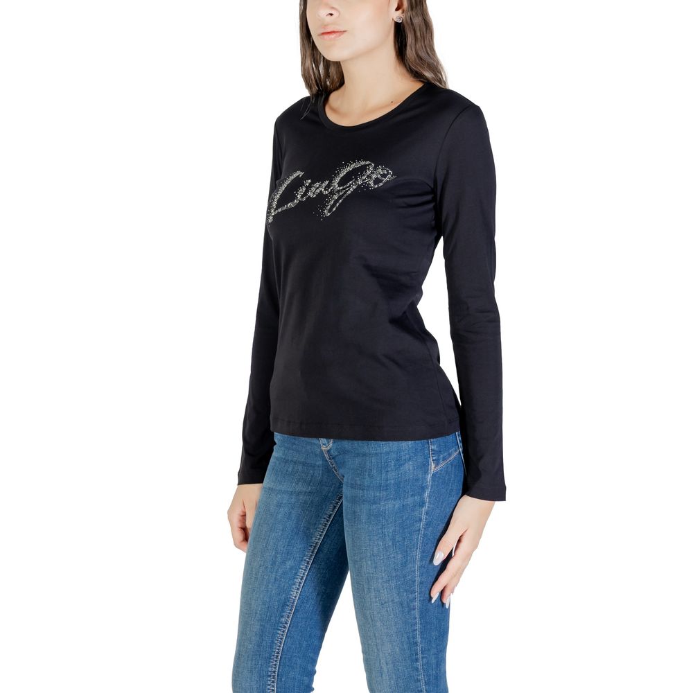 Liu Jo Black Cotton Long Sleeve T-Shirt - Luxe Nova