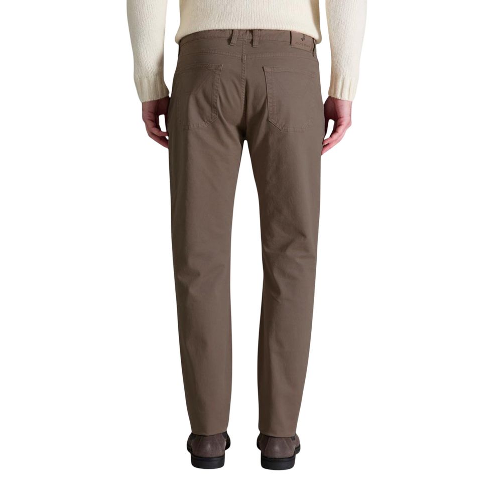 Jeckerson Brown Cotton Skinny Pants - Luxe Nova
