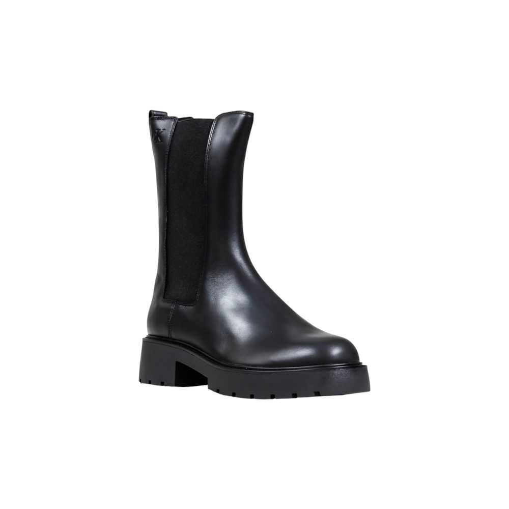 Calvin Klein Jeans Black Leather Ankle Boots - Luxe Nova