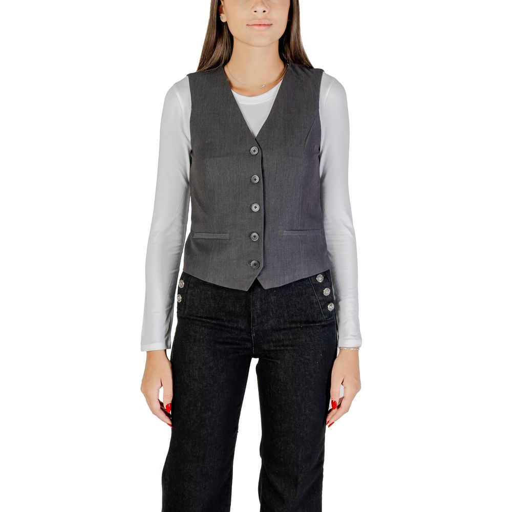 Only Gray Polyester Waistcoat - Luxe Nova
