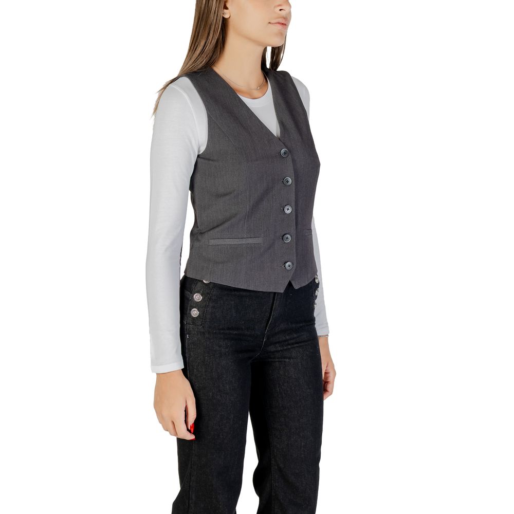 Only Gray Polyester Waistcoat - Luxe Nova