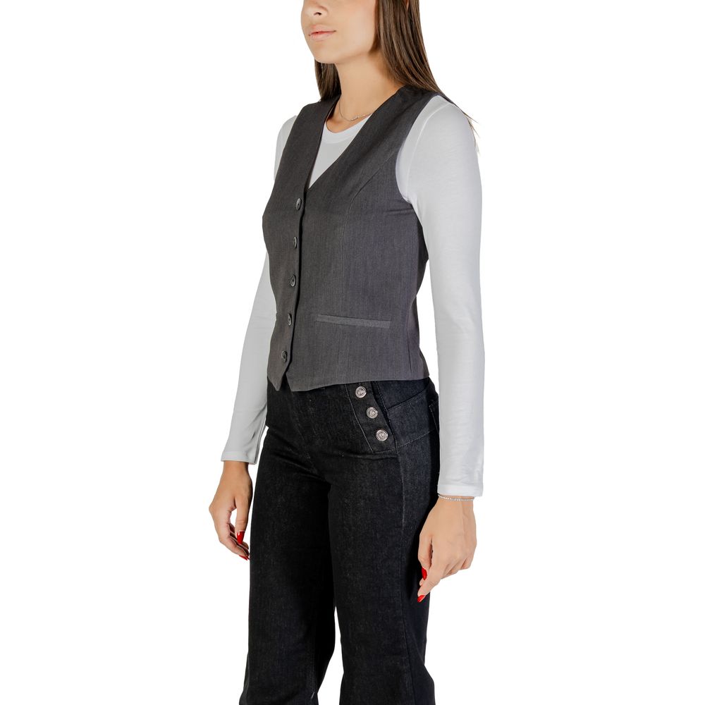 Only Gray Polyester Waistcoat - Luxe Nova