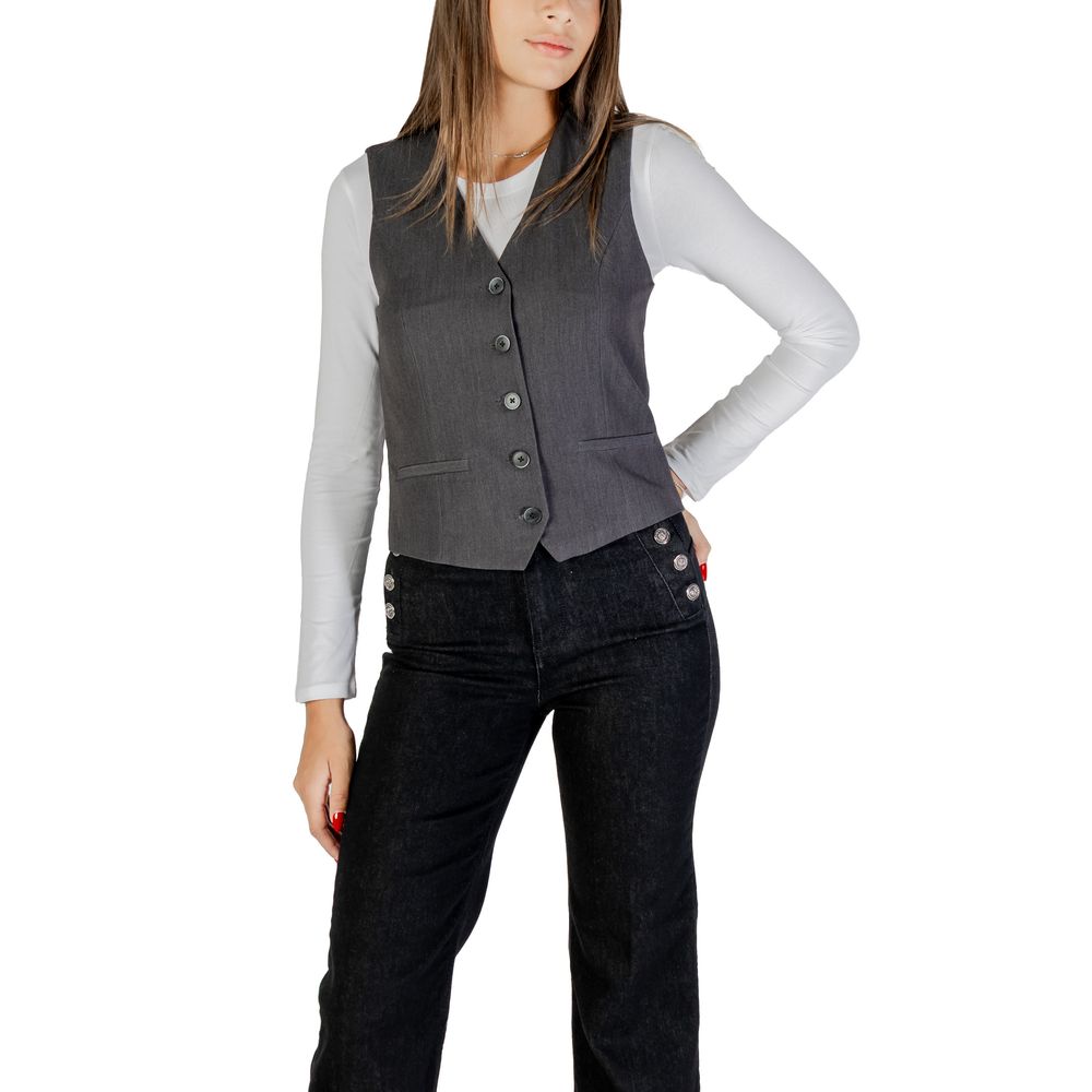 Only Gray Polyester Waistcoat - Luxe Nova