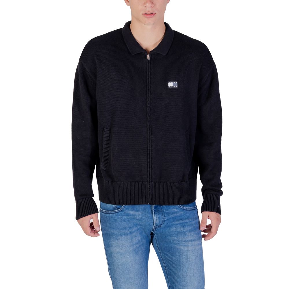 Tommy Hilfiger Jeans Black Recycled Cotton Cardigan - Luxe Nova