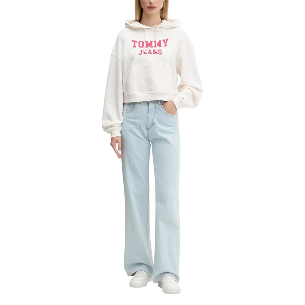 Tommy Hilfiger Jeans Cream Recycled Cotton Hoodie - Luxe Nova