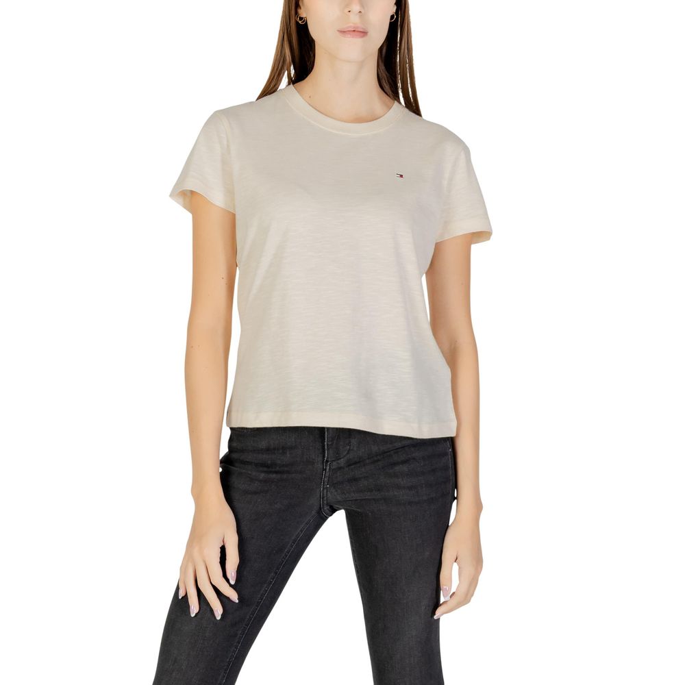 Tommy Hilfiger Jeans Beige Cotton T-Shirt - Luxe Nova