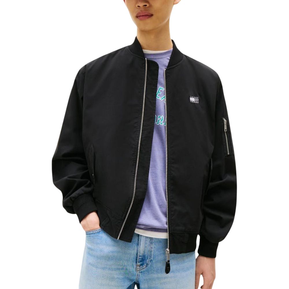 Tommy Hilfiger Jeans Black Recycled Cotton Bomber - Luxe Nova