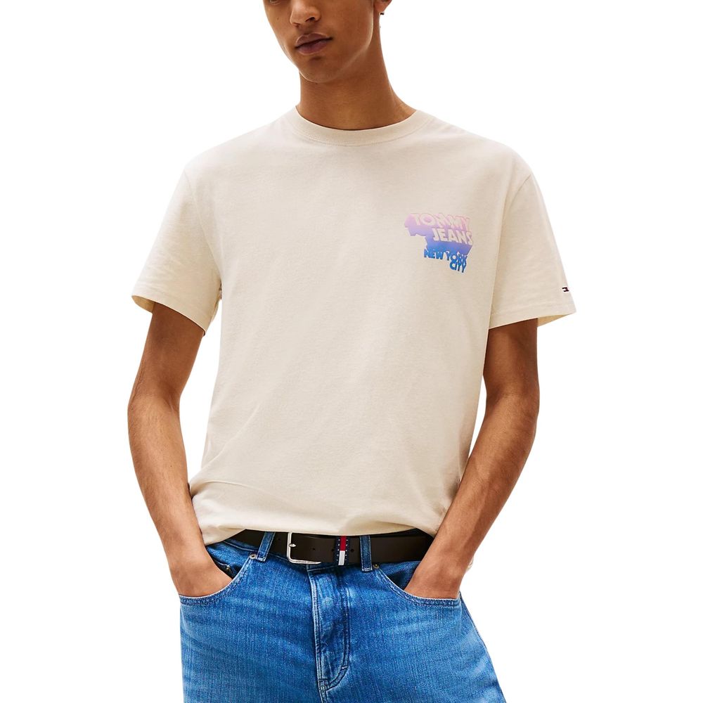 Tommy Hilfiger Jeans Beige Recycled Cotton T-Shirt - Luxe Nova