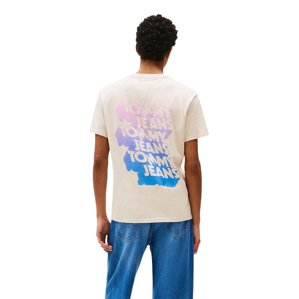 Tommy Hilfiger Jeans Beige Recycled Cotton T-Shirt - Luxe Nova