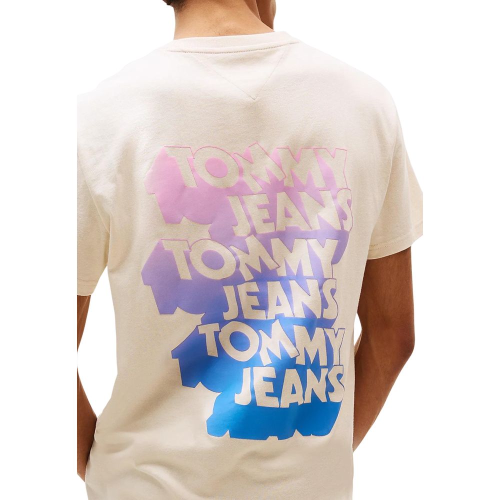 Tommy Hilfiger Jeans Beige Recycled Cotton T-Shirt - Luxe Nova