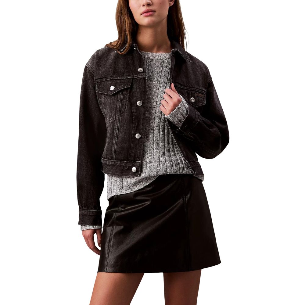 Calvin Klein Jeans Black Cotton Denim Jacket - Luxe Nova