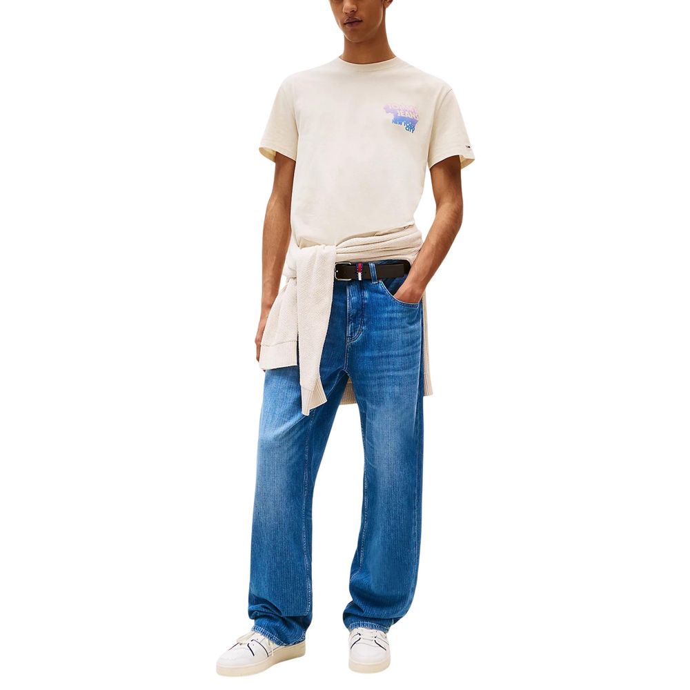 Tommy Hilfiger Jeans Beige Recycled Cotton T-Shirt - Luxe Nova
