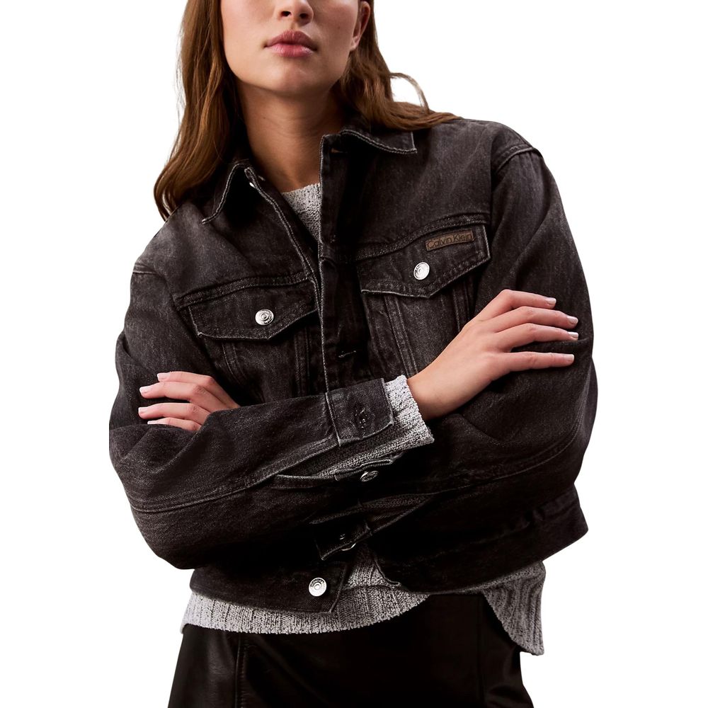 Calvin Klein Jeans Black Cotton Denim Jacket - Luxe Nova