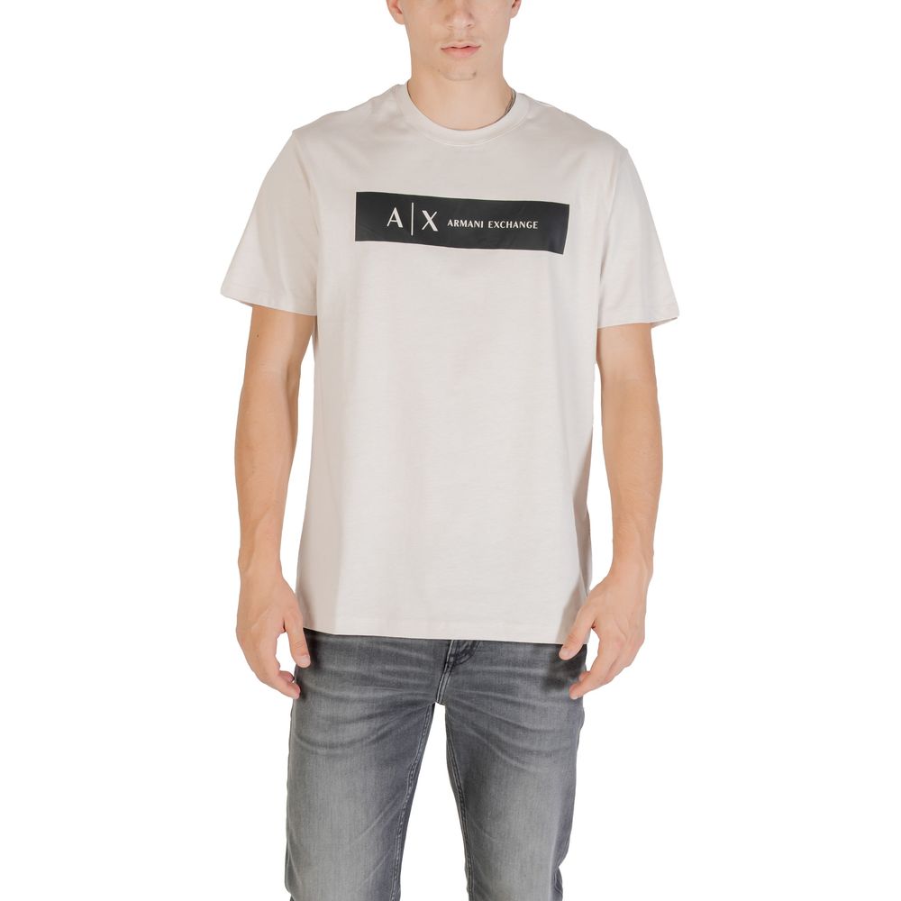Armani Exchange Beige Cotton T-Shirt - Luxe Nova
