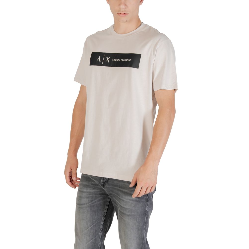 Armani Exchange Beige Cotton T-Shirt - Luxe Nova