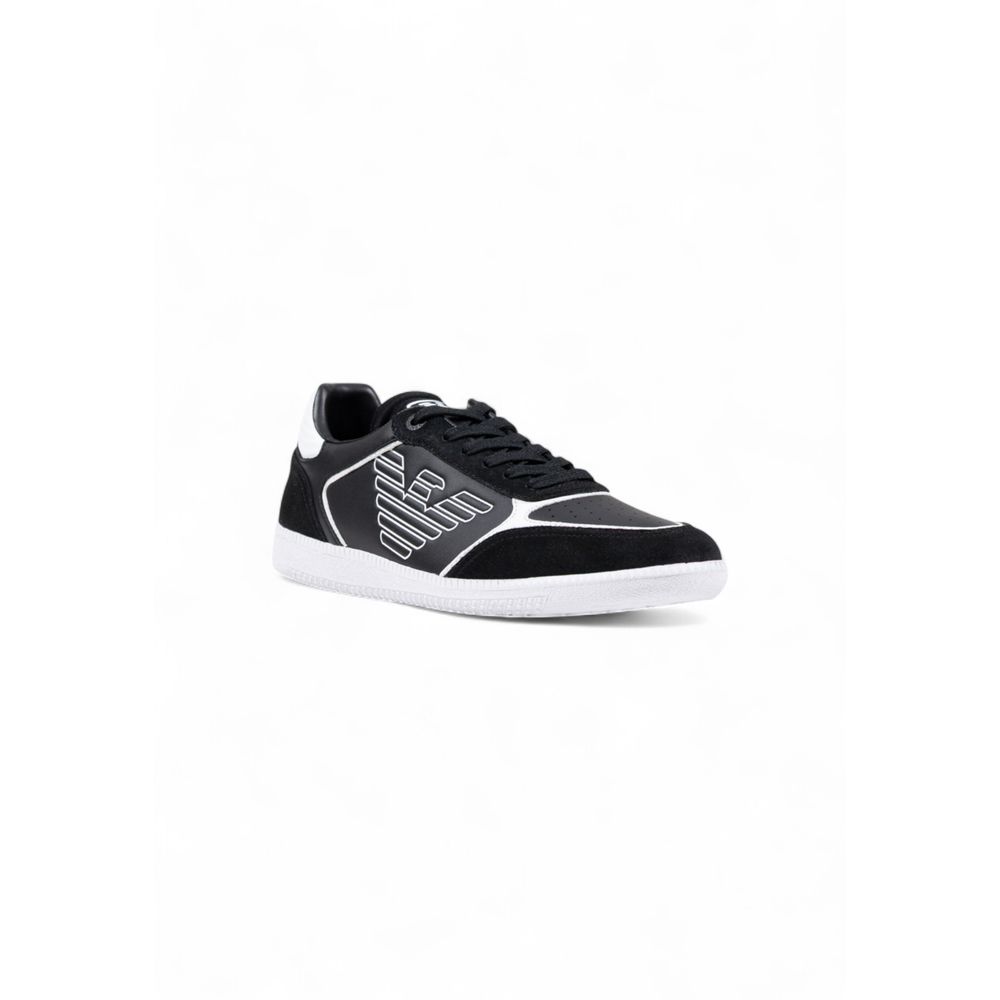 EA7 Emporio Armani Black And White Leather Athletic Sneakers - Luxe Nova