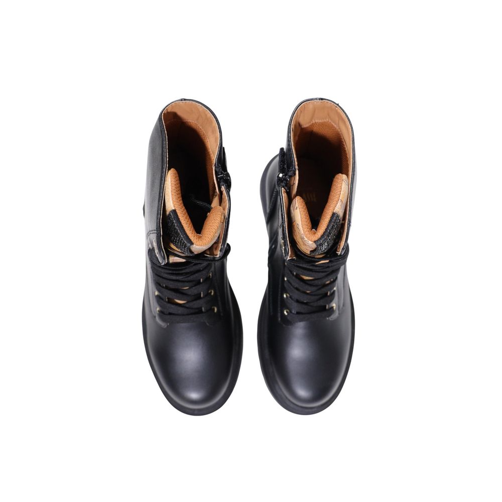 Alviero Martini Prima Classe Black Polyethylene Lace-Up Boots - Luxe Nova