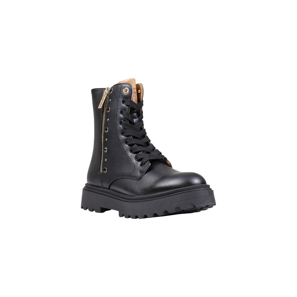Alviero Martini Prima Classe Black Polyethylene Lace-Up Boots - Luxe Nova