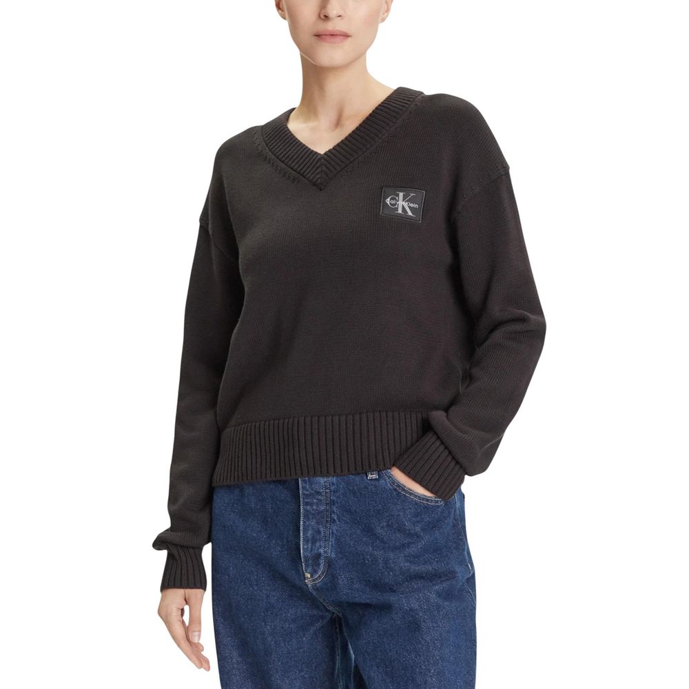 Calvin Klein Jeans Black Cotton Sweatshirt - Luxe Nova