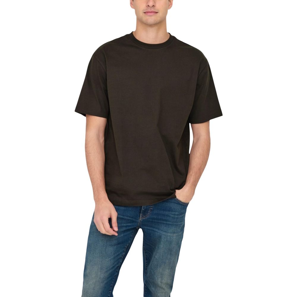 Only & Sons Brown Organic Cotton T-Shirt - Luxe Nova