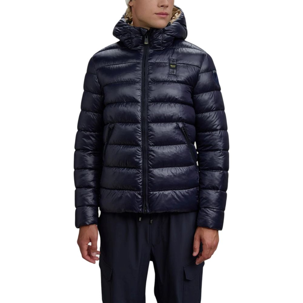 Blauer Blue Polyester Coat - Luxe Nova