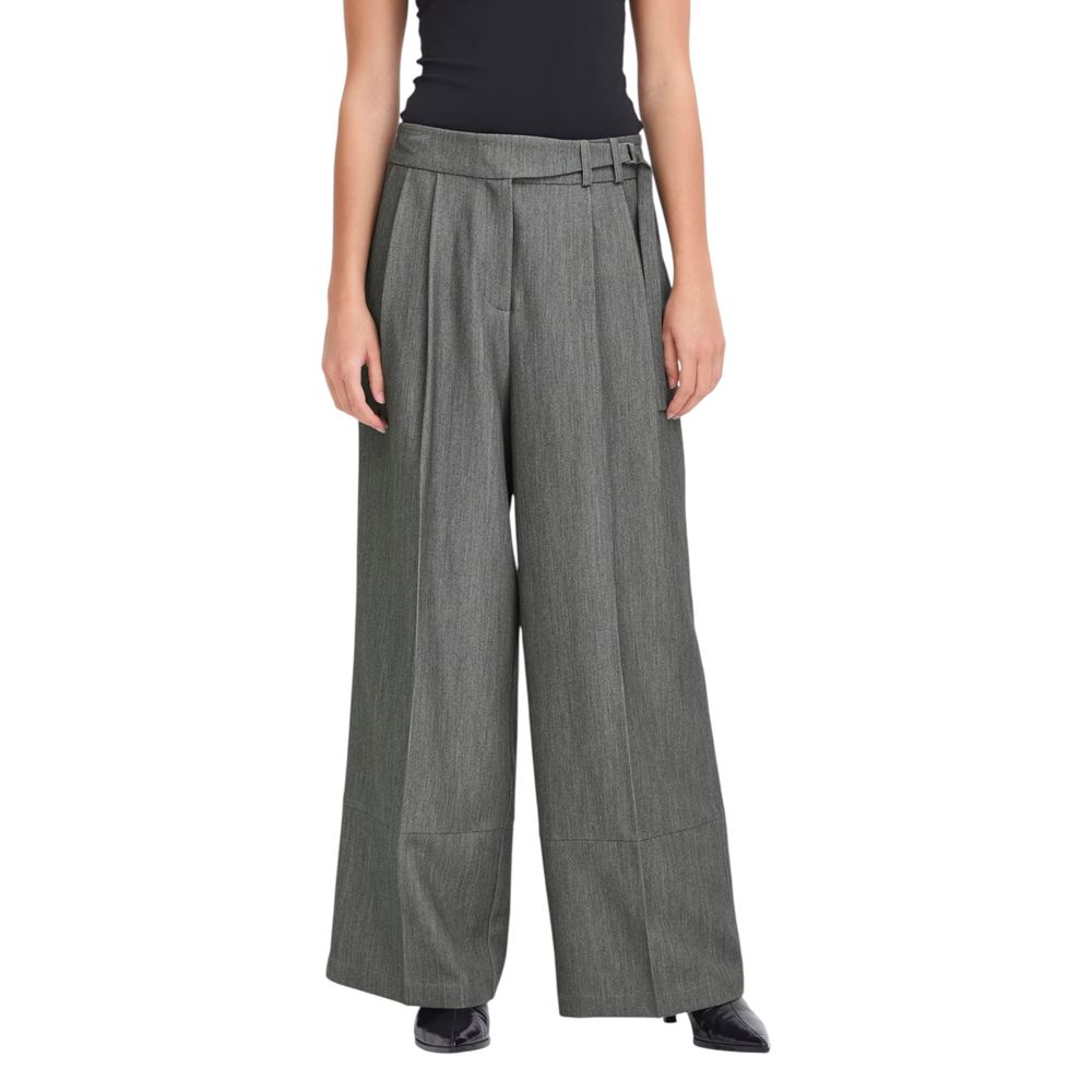 ICHI Gray Polyester Casual Pants - Luxe Nova