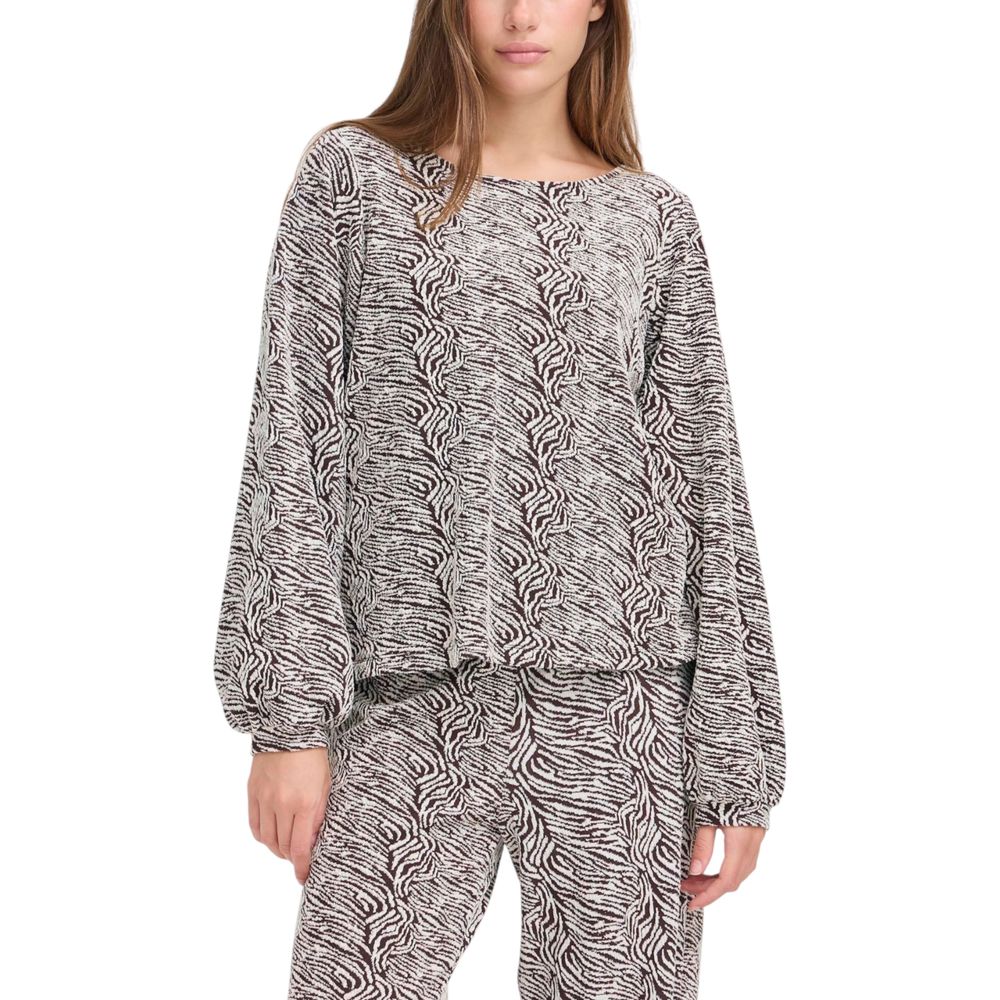 ICHI Brown Polyester Sweatshirt - Luxe Nova