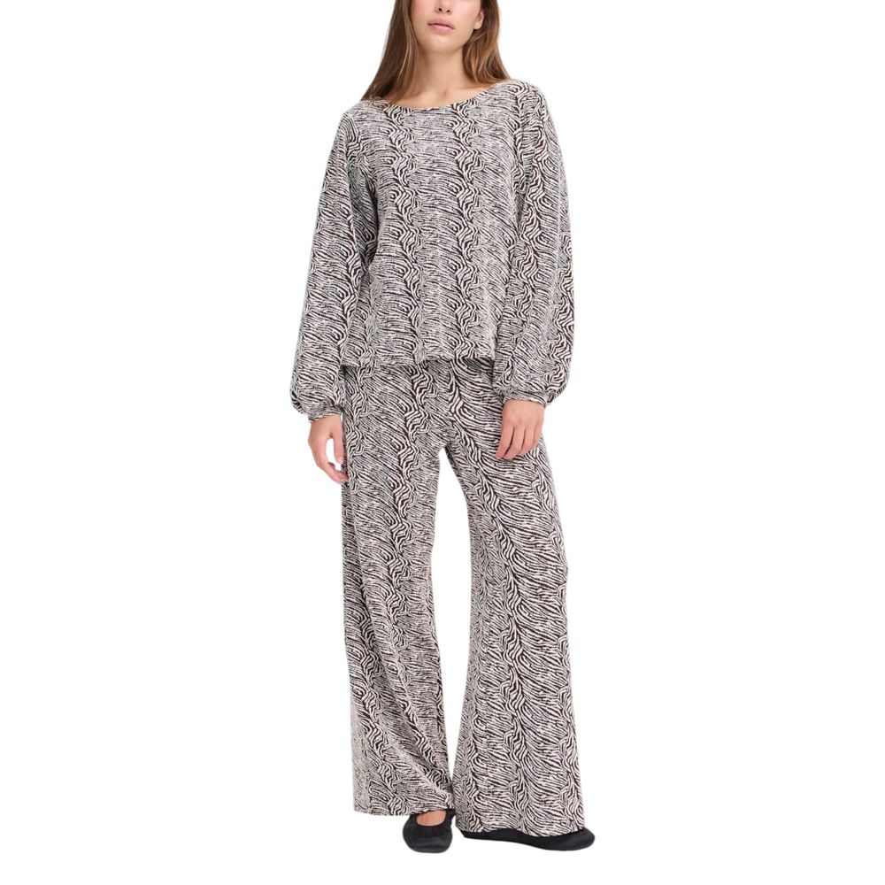 ICHI Brown Polyester Sweatshirt - Luxe Nova
