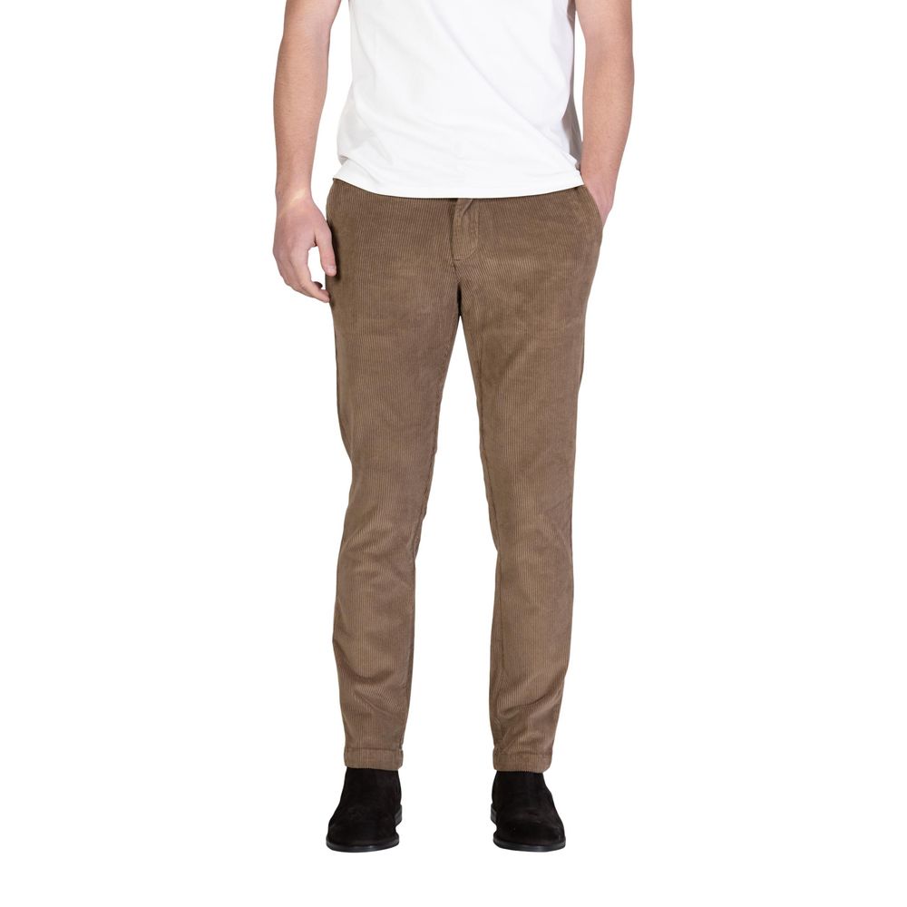 Borghese Brown Cotton Casual Pants - Luxe Nova