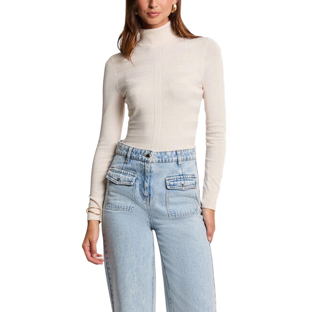 Morgan De Toi Beige Viscose Turtleneck - Luxe Nova