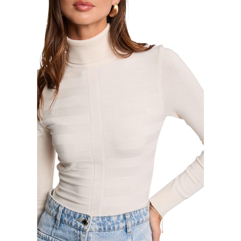 Morgan De Toi Beige Viscose Turtleneck - Luxe Nova