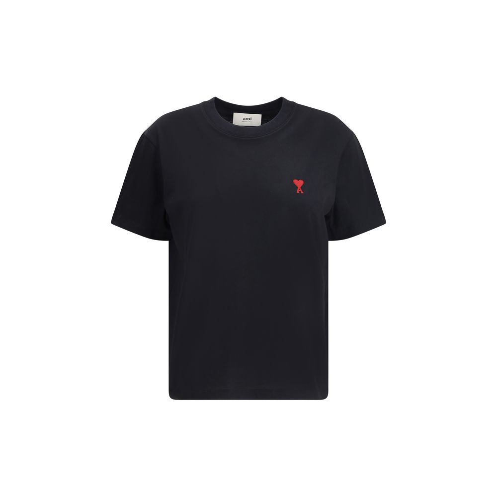Ami Paris Black Cotton T-Shirt - Luxe Nova