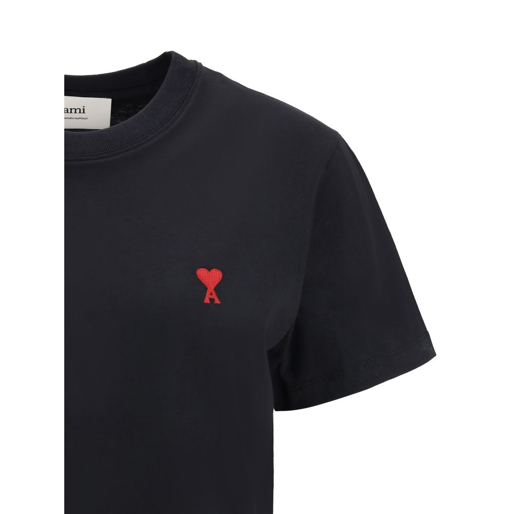 Ami Paris Black Cotton T-Shirt - Luxe Nova