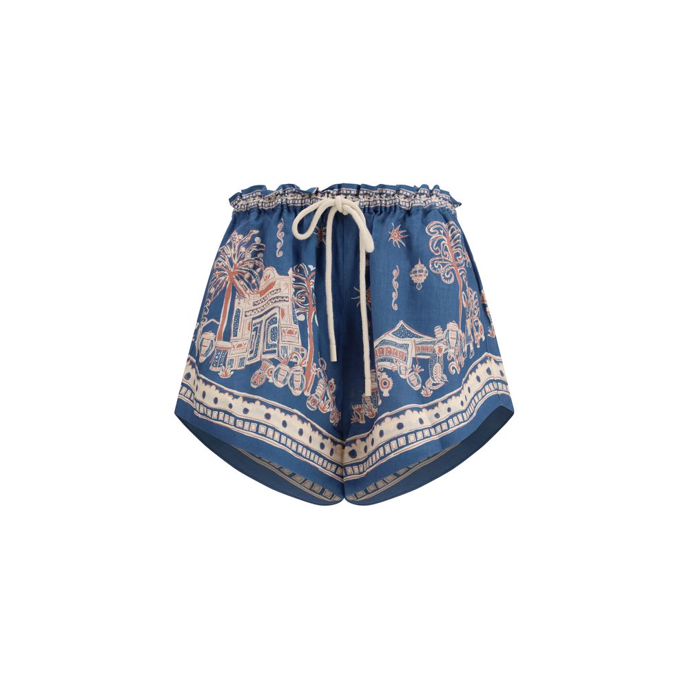Alemais Blue Linen Bermuda Shorts