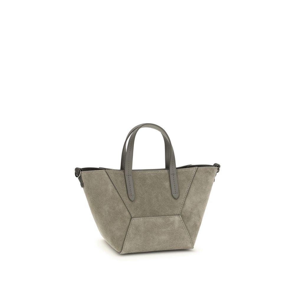 Brunello Cucinelli Brown Calf Leather Bos Taurus Shoulder Bag - Luxe Nova