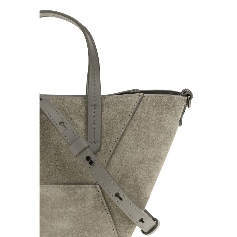 Brunello Cucinelli Brown Calf Leather Bos Taurus Shoulder Bag - Luxe Nova