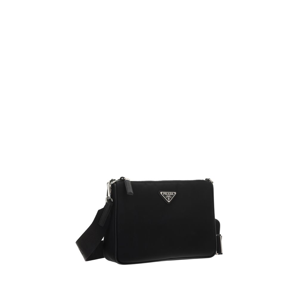 Prada Black Calf Leather Bos Taurus Shoulder Bag - Luxe Nova
