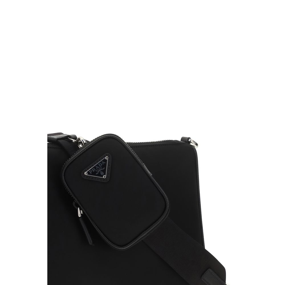 Prada Black Calf Leather Bos Taurus Shoulder Bag - Luxe Nova