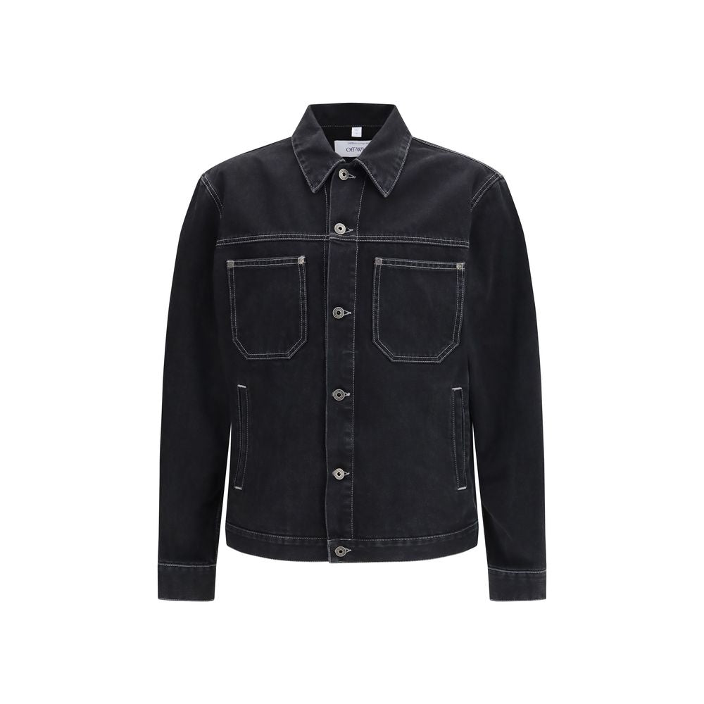 Off-White Black Cotton Denim Jacket - Luxe Nova