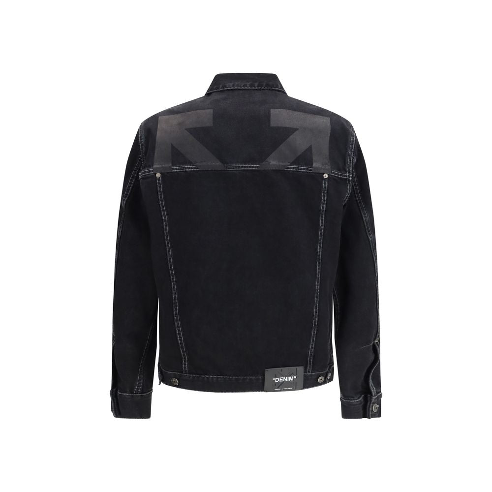 Off-White Black Cotton Denim Jacket - Luxe Nova