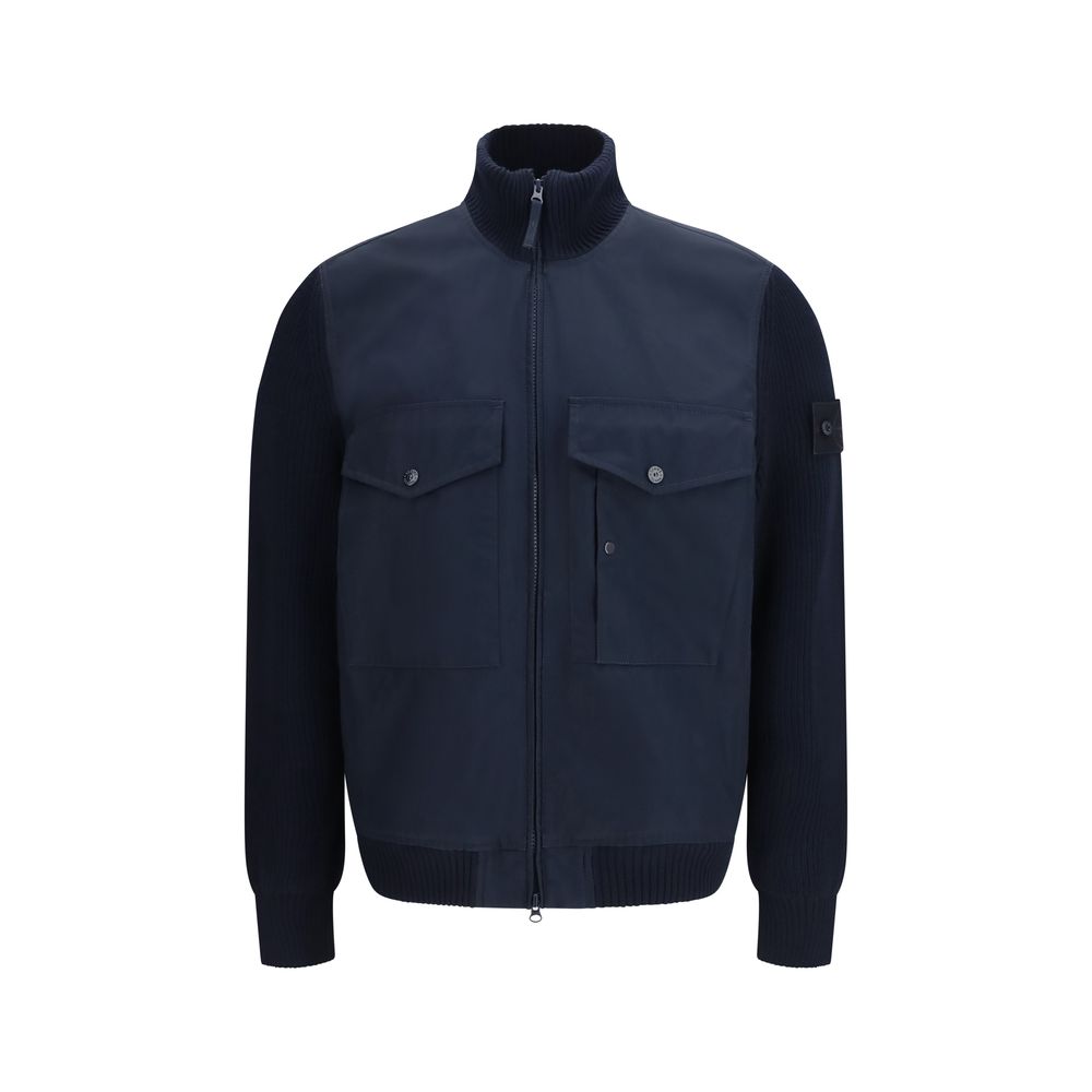 Stone Island Blue Cotton Coat - Luxe Nova