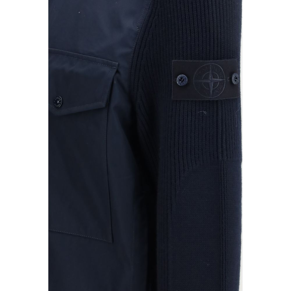 Stone Island Blue Cotton Coat - Luxe Nova