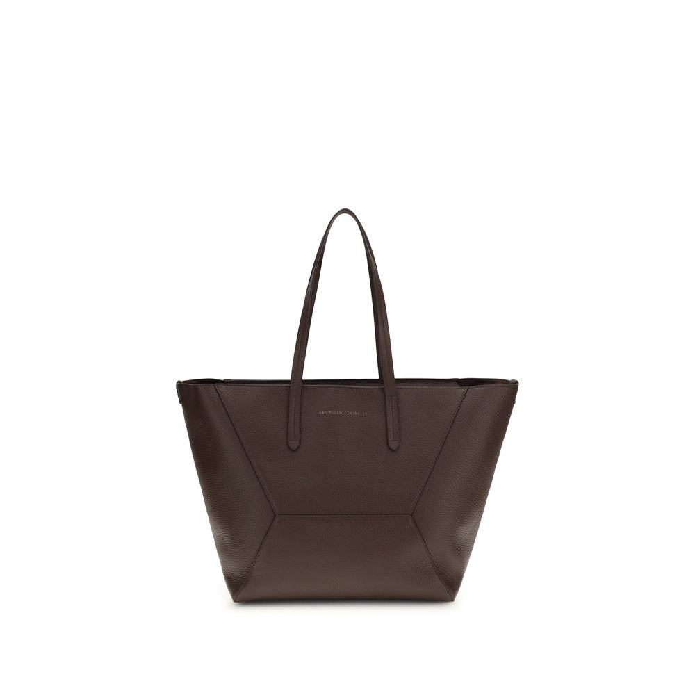 Brunello Cucinelli Brown Calf Leather Bos Taurus Shoulder Bag - Luxe Nova