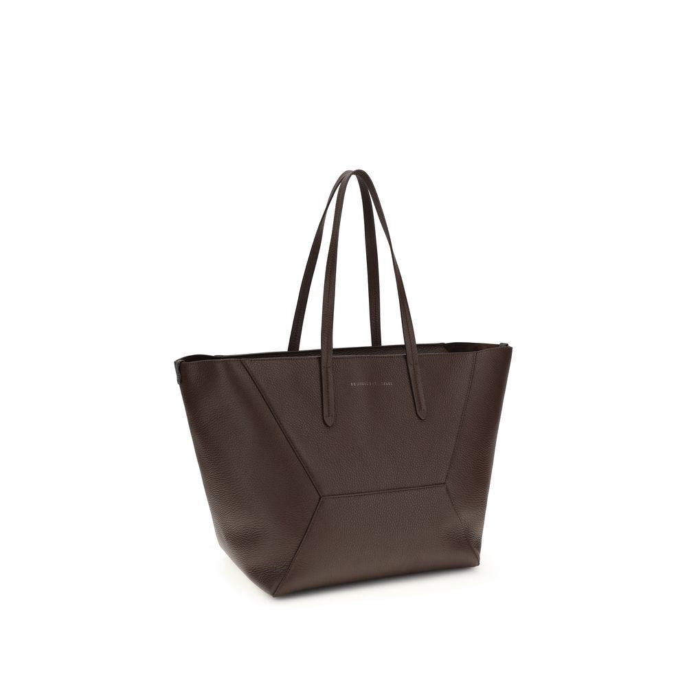Brunello Cucinelli Brown Calf Leather Bos Taurus Shoulder Bag - Luxe Nova