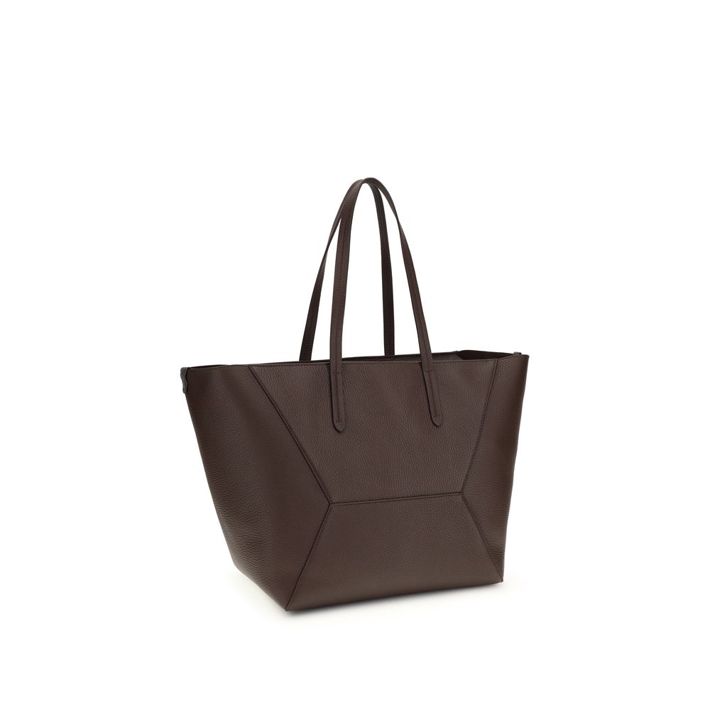 Brunello Cucinelli Brown Calf Leather Bos Taurus Shoulder Bag - Luxe Nova