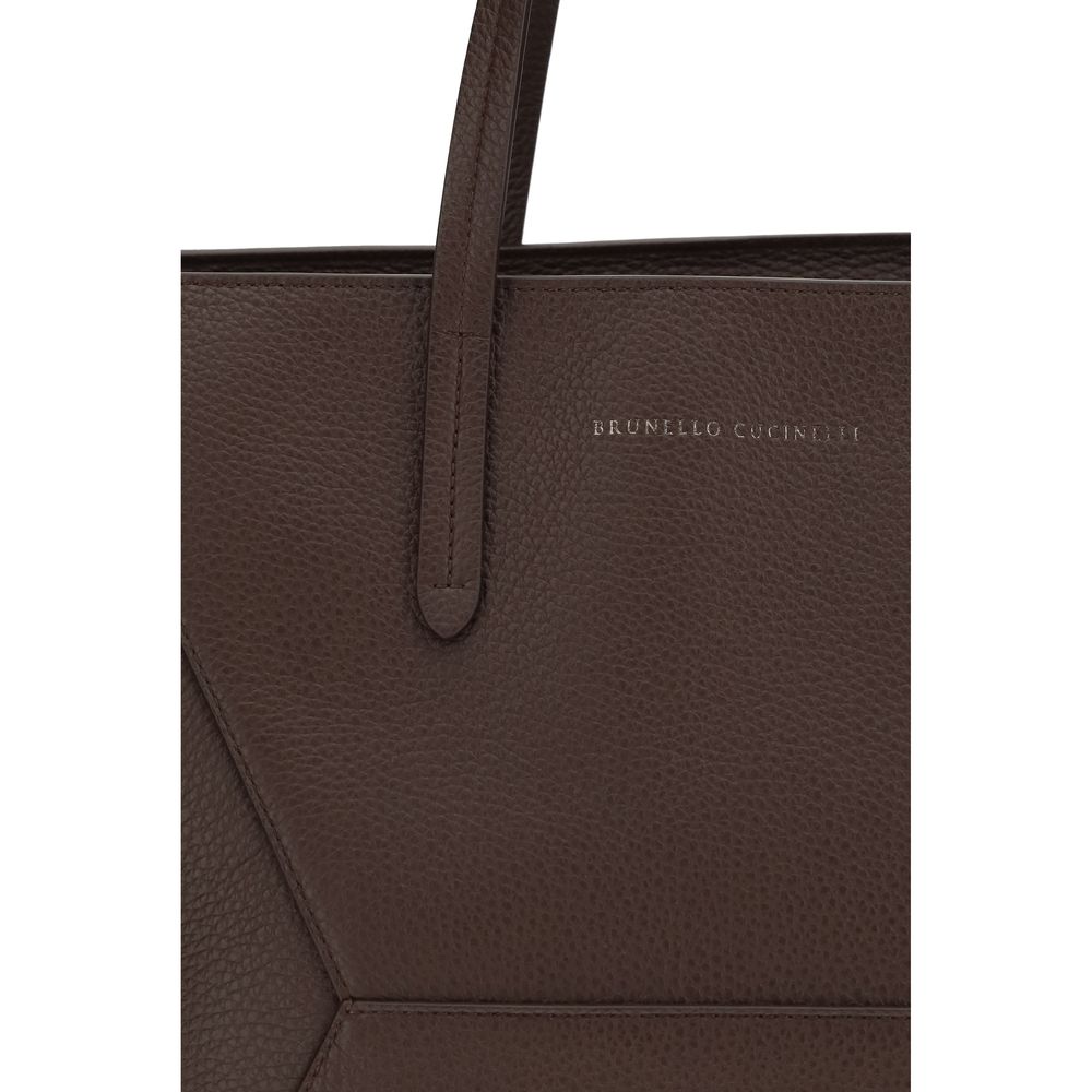 Brunello Cucinelli Brown Calf Leather Bos Taurus Shoulder Bag - Luxe Nova