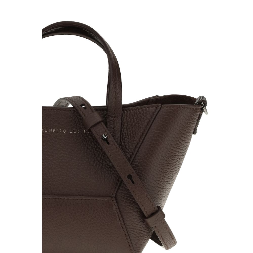 Brunello Cucinelli Bordeaux Calf Leather Bos Taurus Shoulder Bag - Luxe Nova